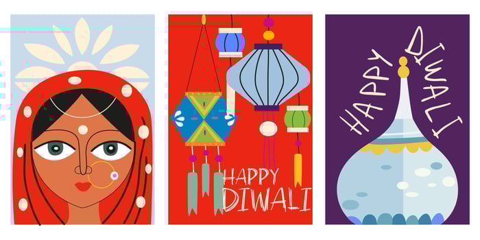 Diwali celebration art and decorations vector