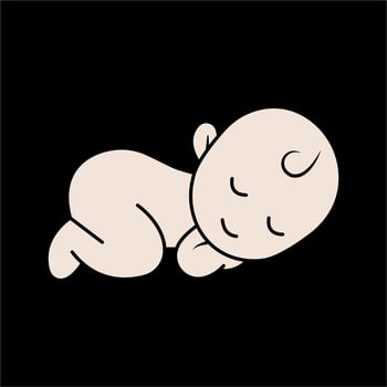 Baby sleeping top view silhouette isolated on black background. Baby sleeping icon set illustration design. vector