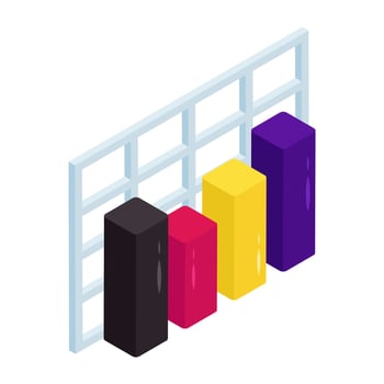 A colored design icon of bar chart vector