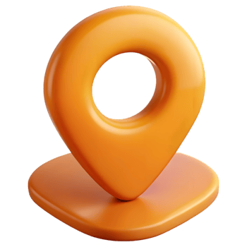 Vibrant Orange 3D Location Pin Icon, Isolated on Transparent Background, Illustrating Digital Mapping and GPS Navigation png