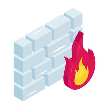 An editable isometric design icon of firewall vector