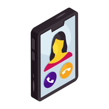 An isometric design icon of mobile call vector
