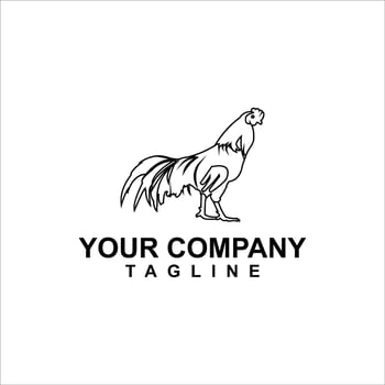 The rooster logo is in the form of a line with black color and a white background. vector