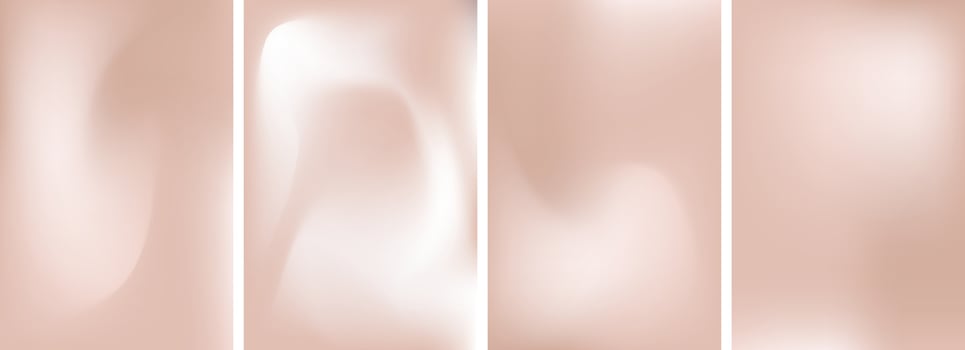Abstract set of gradient posters in nude colors. Delicate background with gradation of beige shades. Minimal bg with soft ivory and champagne tones. Elegant neutral backdrop for banner, web vector