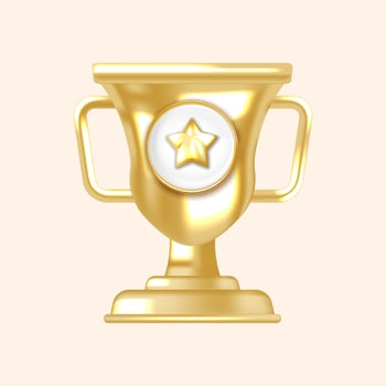 Shiny Gold Award Cup with Central Star Ideal for App Icons and Success Certificates vector