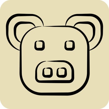 Icon Pig. related to Animals symbol. hand drawn style. design editable vector