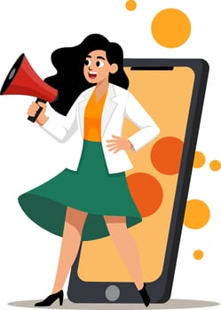 Marketing expert with megaphone vector