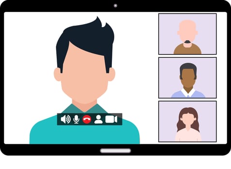 a tablet with a person's face on it zoom vector