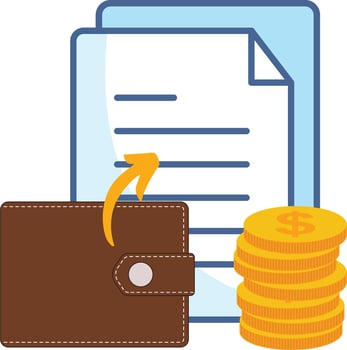 money and document with wallet vector