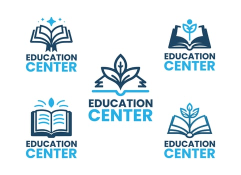 5 Center Logo Set Modern Academic Brand Design vector