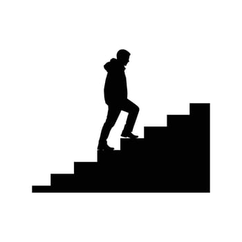 Silhouette of a person walking up stairs vector