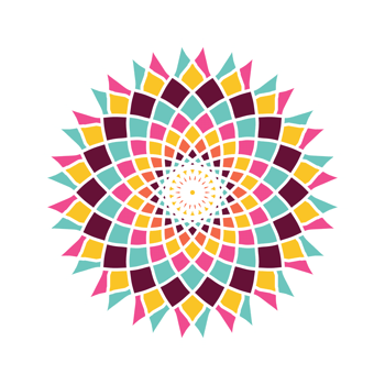 Colorful geometric mandala pattern with vibrant pastel tones png