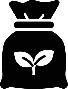 Black Sack with Tied Top and Central Plant Sprout. vector
