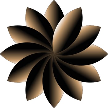 a black and brown flower with a central petal vector