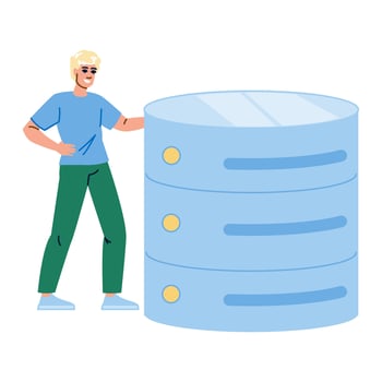 It specialist managing big data server infrastructure vector