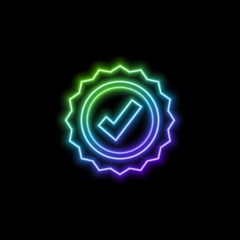Realistic 3d check icon illustration.Neon style.Check mark icon. neon style. 3D tick sign. Green check mark icon vector