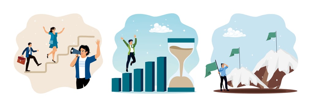 People achieving goals and success vector