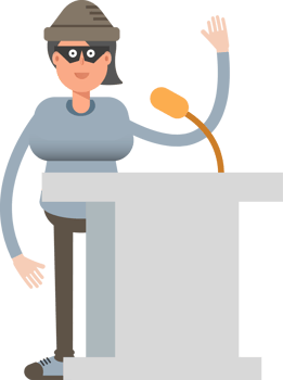 Woman Thief Character Speaking on Podium png