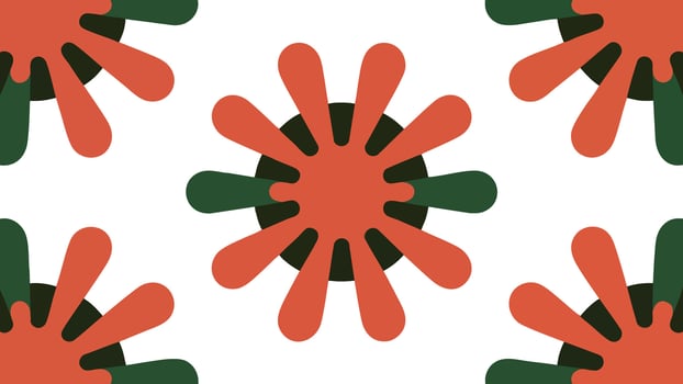 Abstract Silhouette Pattern Featuring Central Cluster Of Bizarre Forms Bold Flat Tones Surrounded By White Outer Frame Padding Margin vector