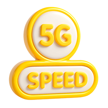 3d yellow 5g speed icon isolated on transparent background png